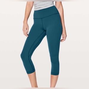 Lululemon Align High Rise Crop Capri Legging Teal Blue Athletic Yoga Size 6